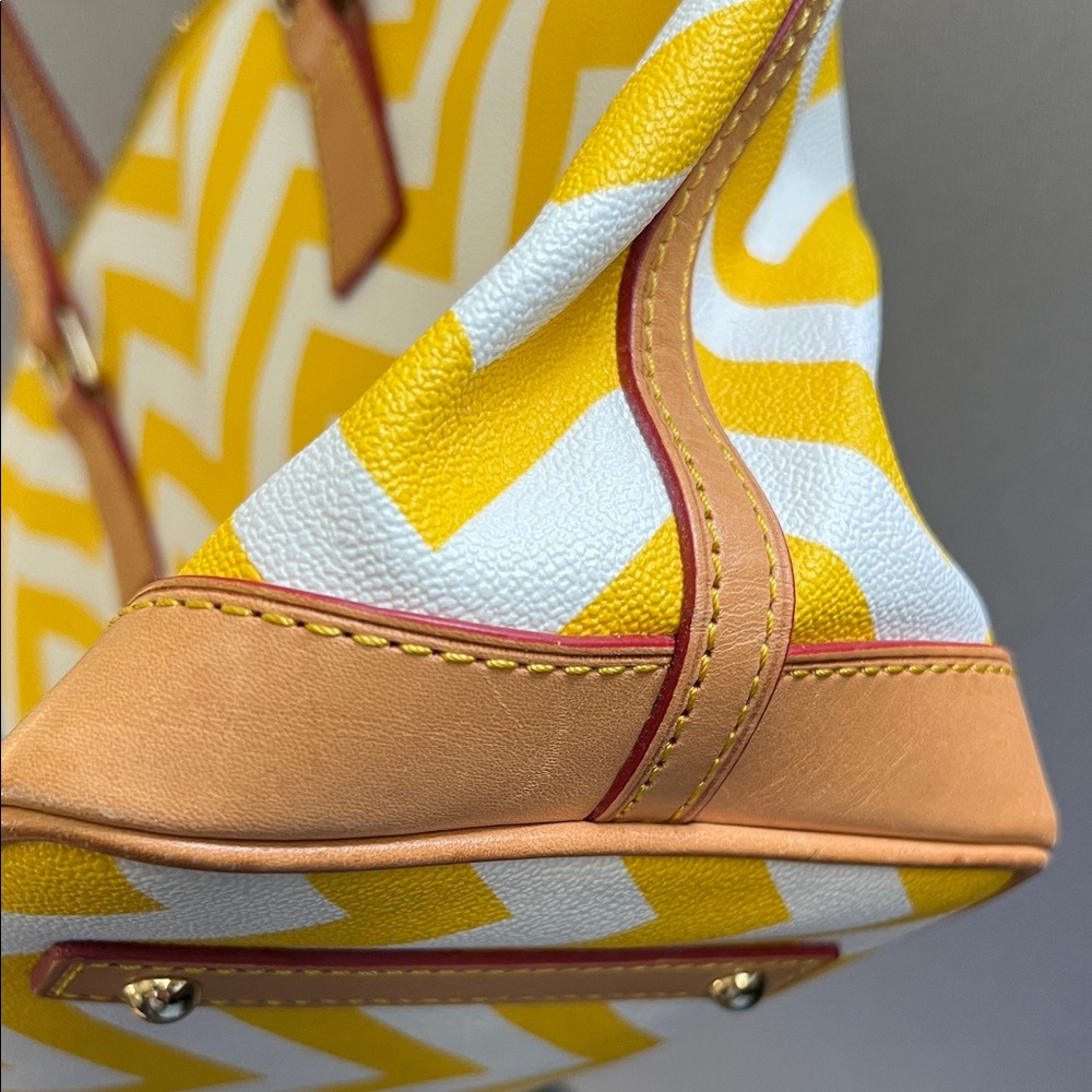 Dooney & Bourke Yellow and White Chevron Tote - Picture 11 of 16